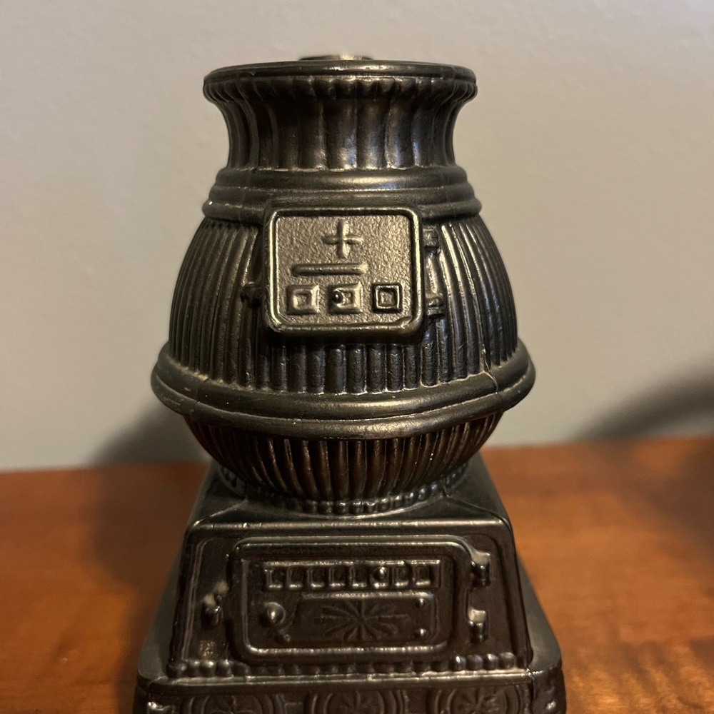 Vintage Black Cast Iron Stove Bank